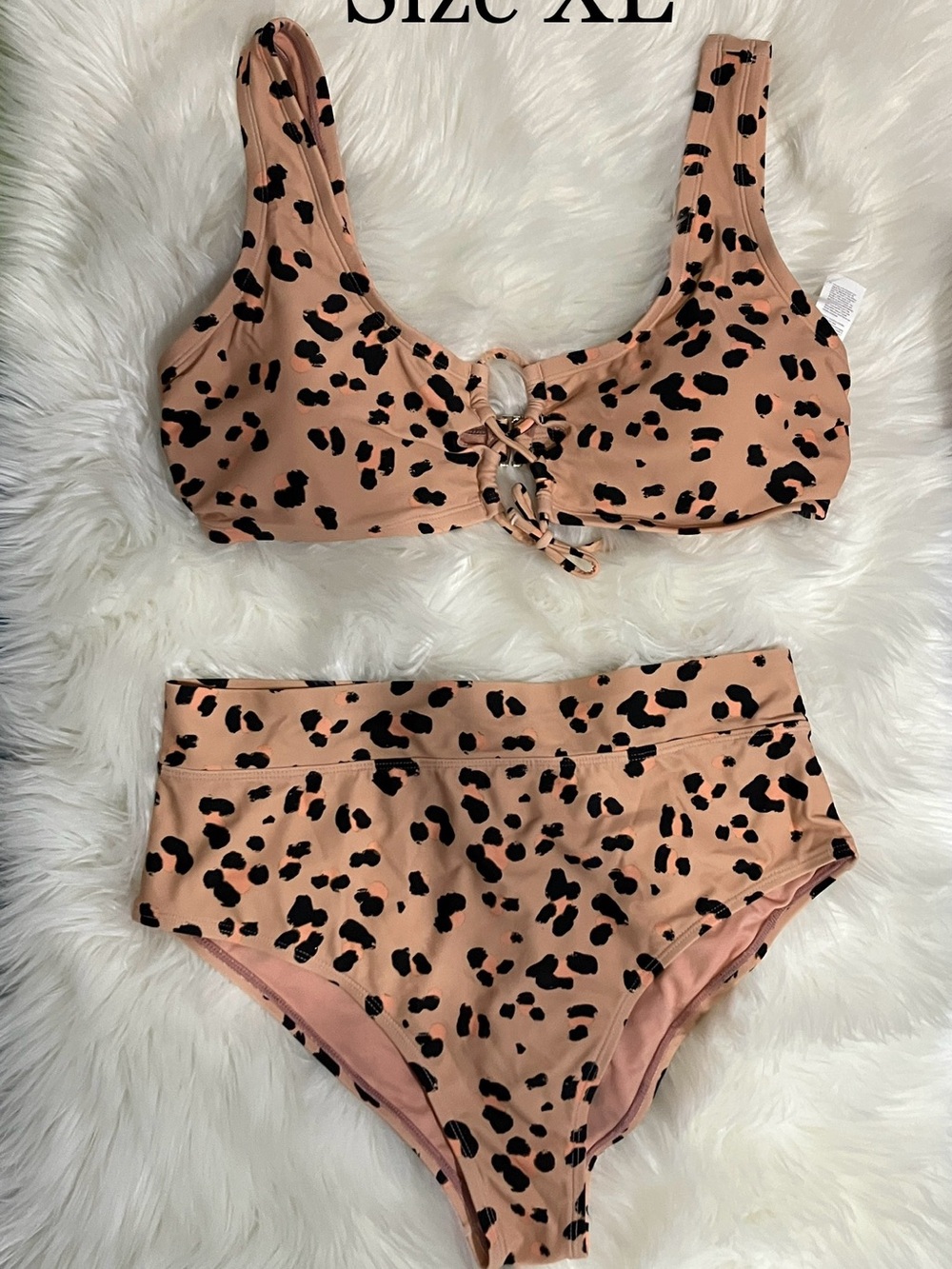 Women’s High-Waist Leopard Print Bikini Swimsuit Size XLarge
